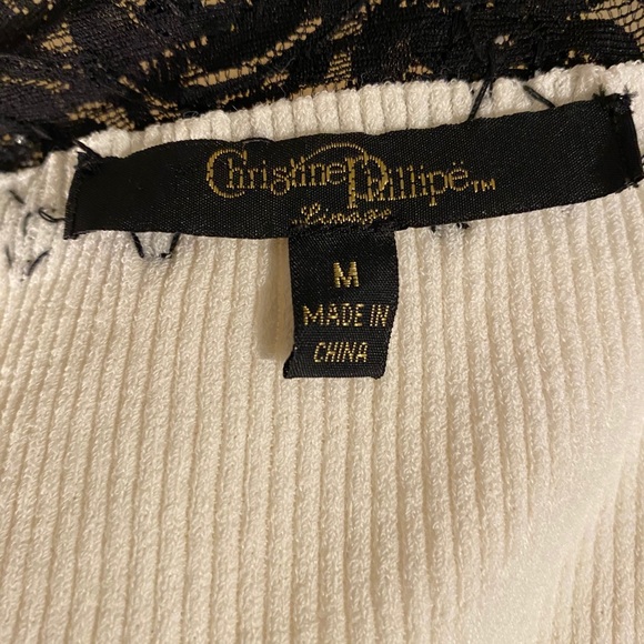 Christine Phillipe Black & Cream Tank Top Size M - Picture 3 of 3